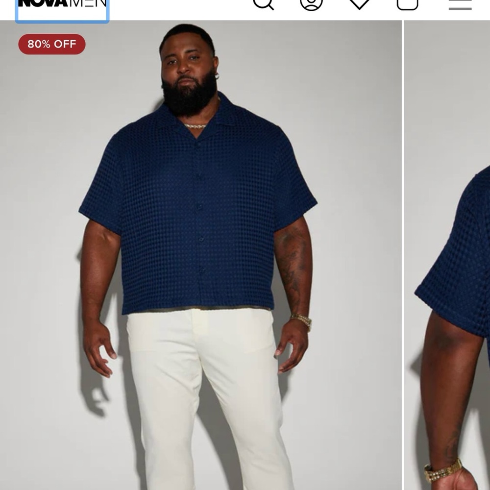 Fashion Nova Blue Casual Button Down Shirt